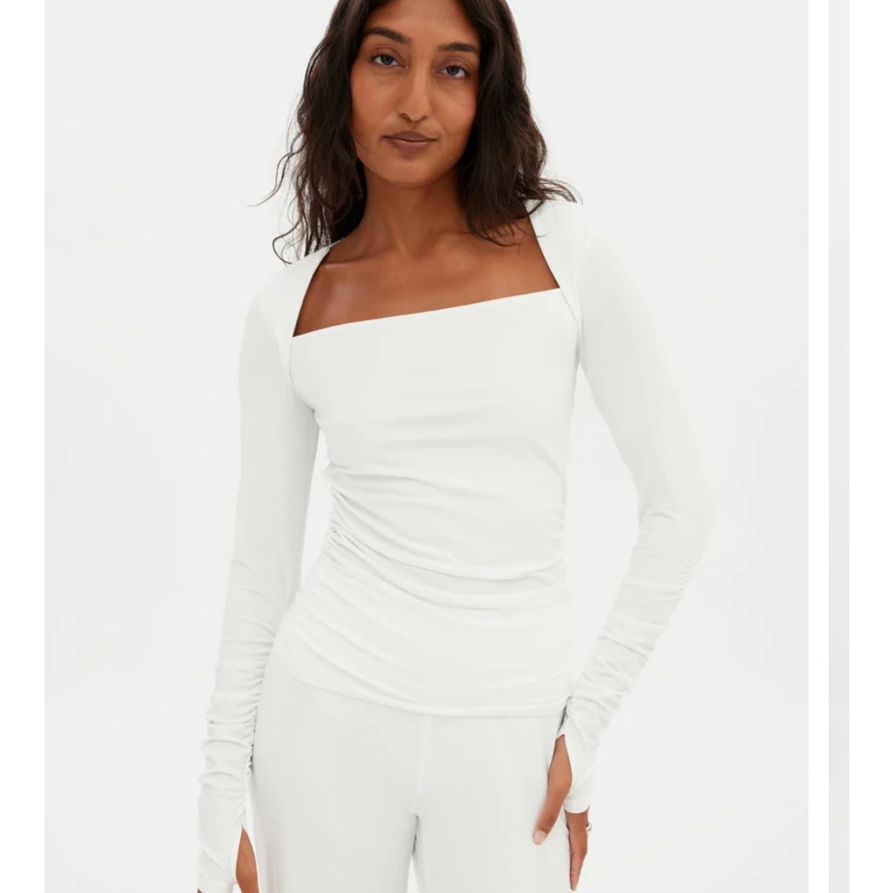 girlfriend collective White Square Neck Long Sleeve Bodysuit